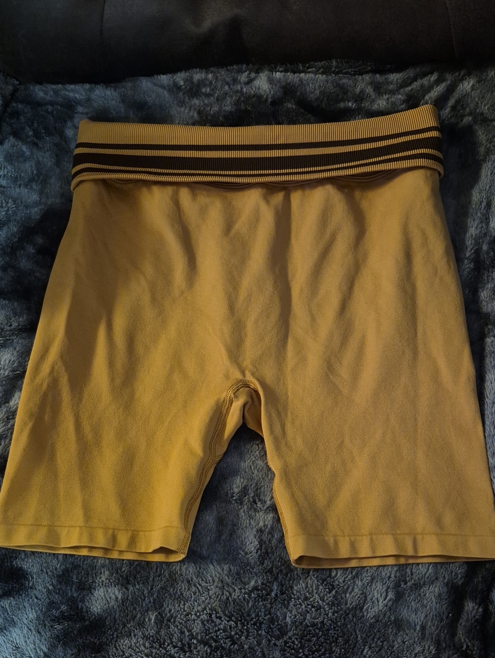 PINK Victoria's Secret Mustard Yellow Bike Shorts with Striped Waistband